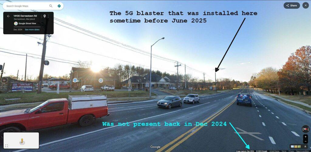 5G Blaster atop New Pole near Existing 4G Monopole in Darnestown